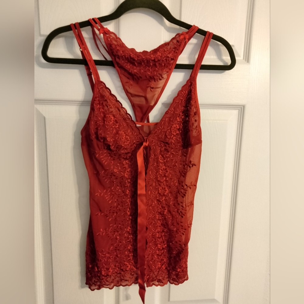 Women's Nightwear Red Size S Straps On Shoulder With Ribbon Tie At The Bust Line